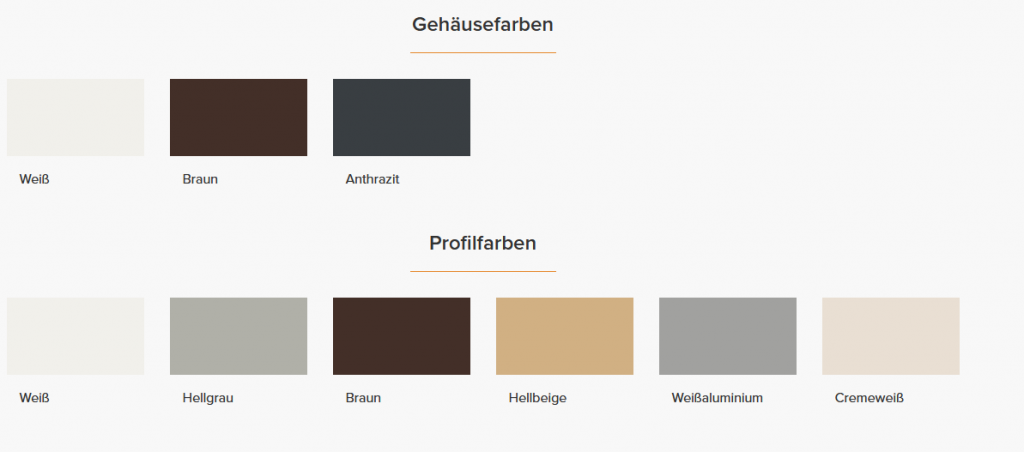 Gehäuse- und Profilfarben